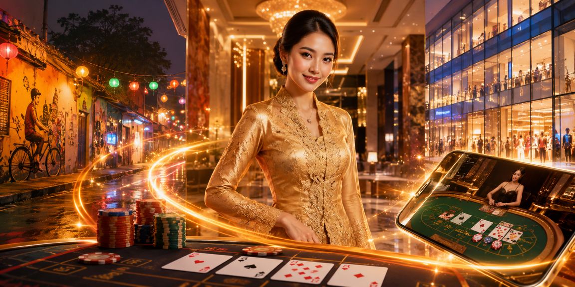 Meja Baccarat kasino dengan tema kebaya Pulau Pinang